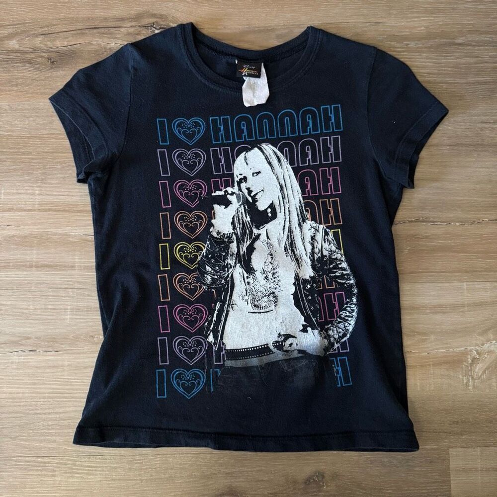 Y2K Hannah Montana Disney Channel Miley Cyrus Black T Shirt Youth Size Large